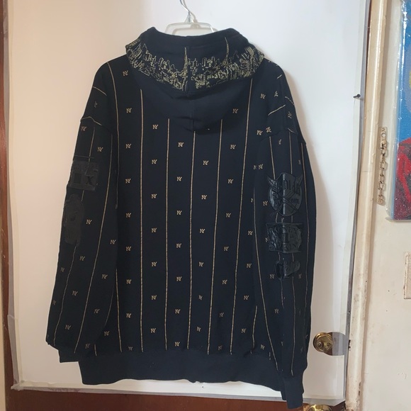 Avirex Classic Hoodie Size L Black Indian Chief Design & Arm Patches Zip Up NY - Picture 6 of 16